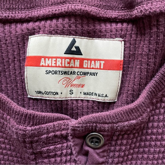 American Giant Women's Waffle Henley Burgundy Sz S Women’s - Picture 5 of 6